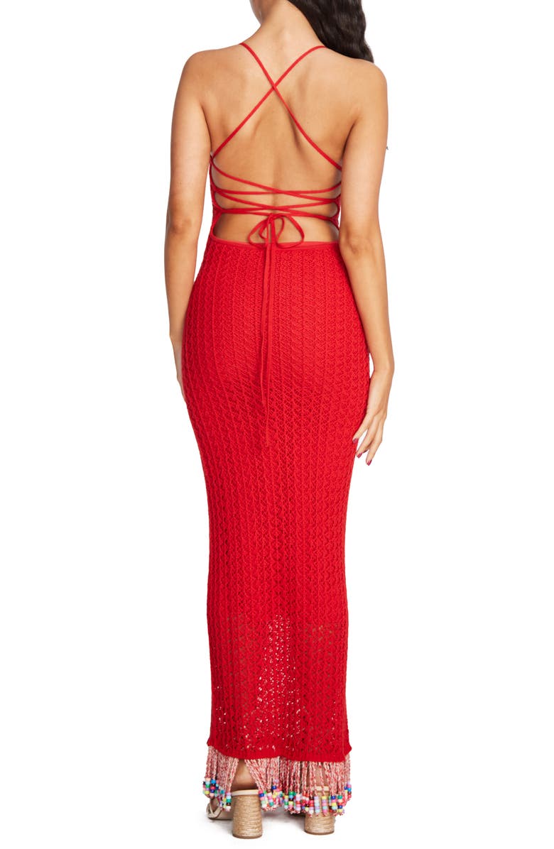 Capittana Ali Beads Open Back Cover-Up Maxi Dress, Alternate, color, Red