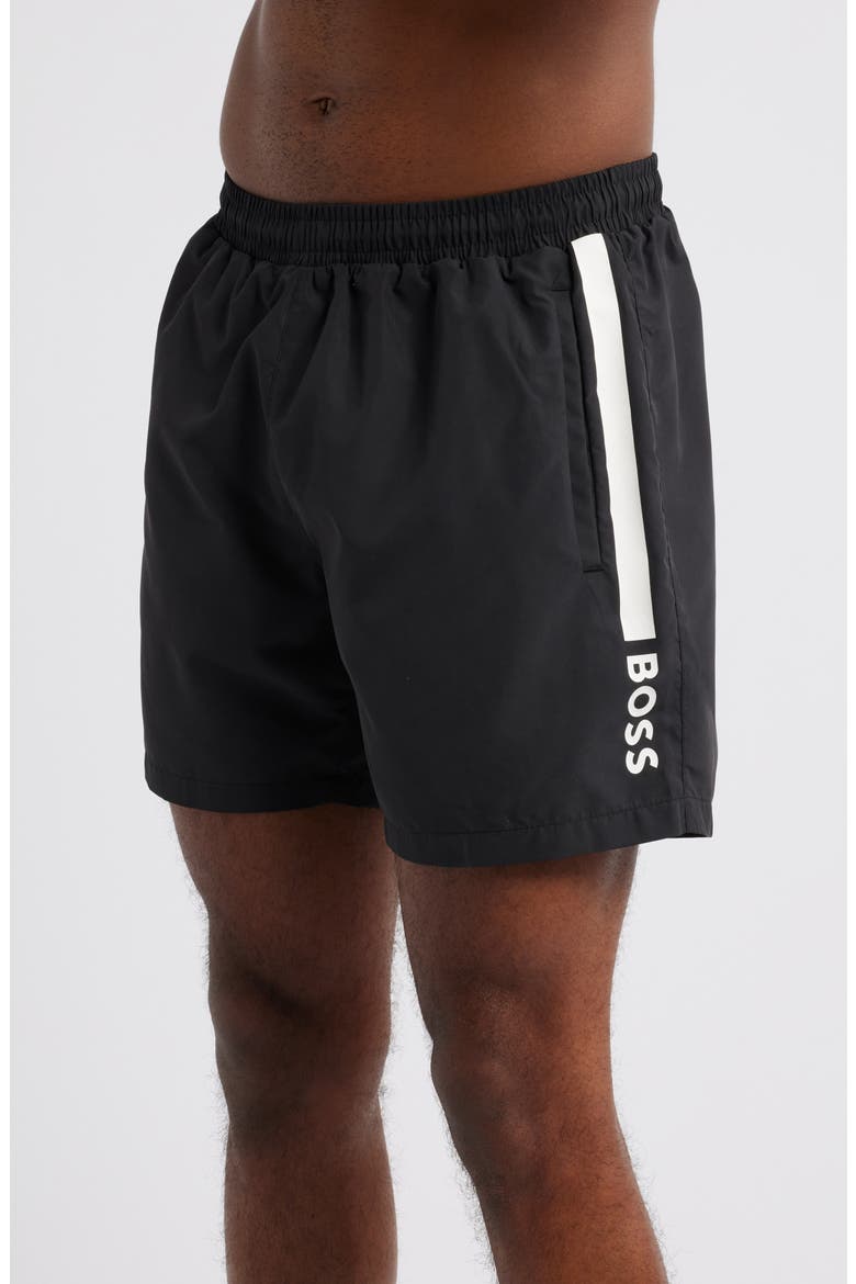Dolphin Swim Trunks, Alternate, color, BLACK