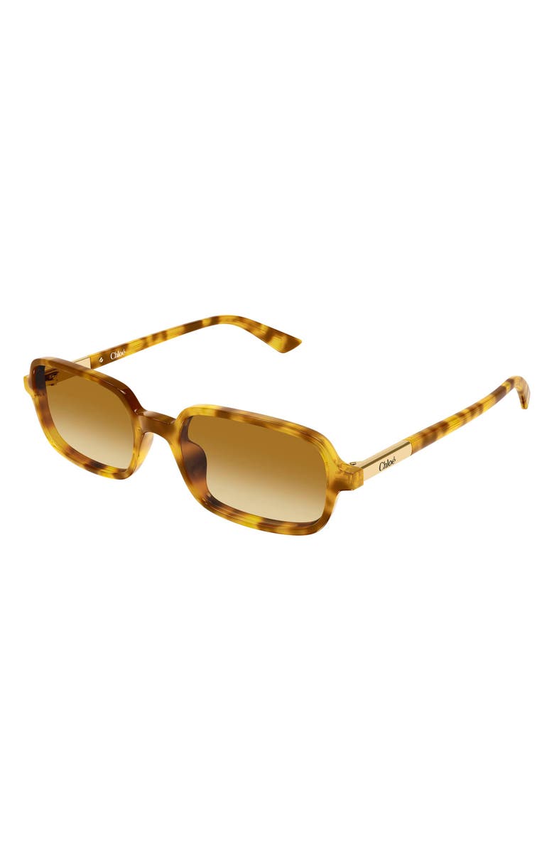Chloé 53mm Gradient Rectangular Sunglasses, Alternate, color, Havana