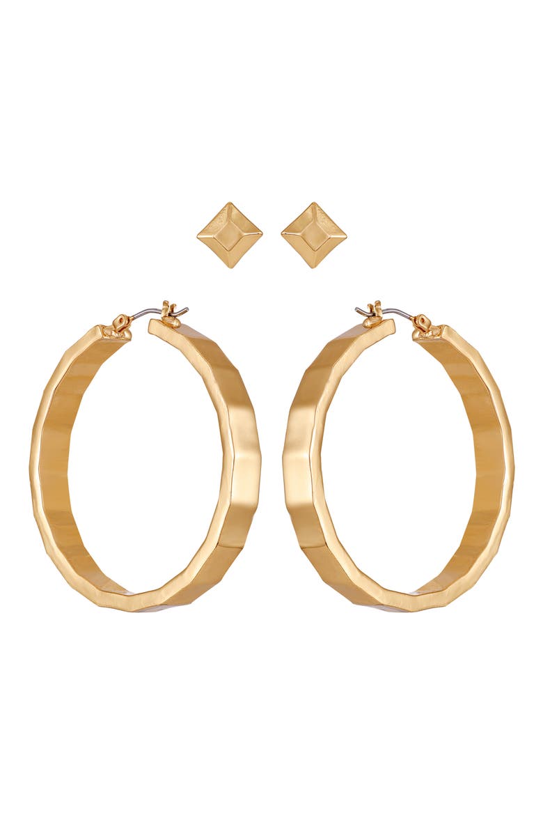 Set of 2 Earrings, Main, color, GOLD
