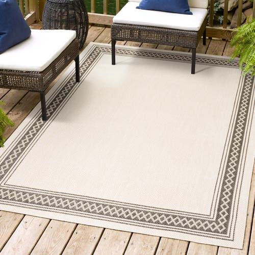 Jonathan Y Lucia Classic Diamond Border Indoor/outdoor Area Rug In Cream/black