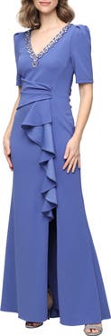Alex Evenings Embellished Stretch Crepe Gown