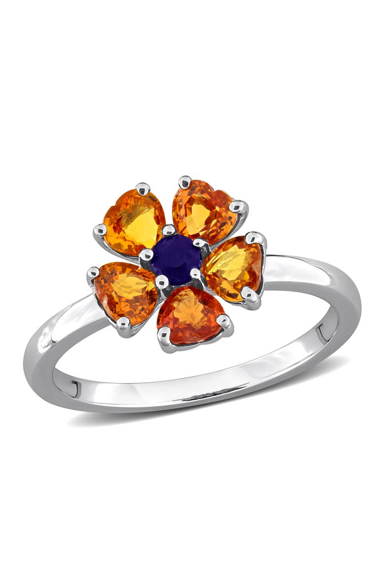 Julianna B. Blue & Orange Sapphire Flower Ring, Main, color, Sapphire