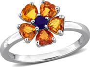 Julianna B. Blue & Orange Sapphire Flower Ring