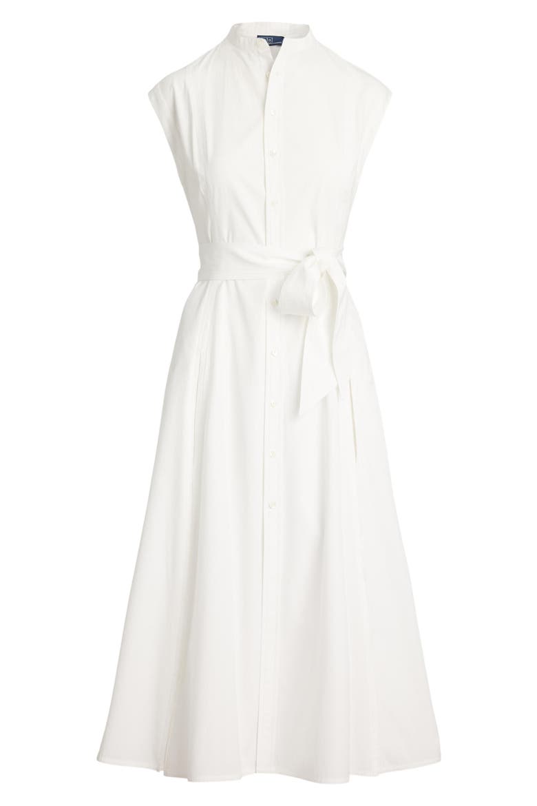 Sleeveless Belted Shirtdress, Alternate, color, WHITE