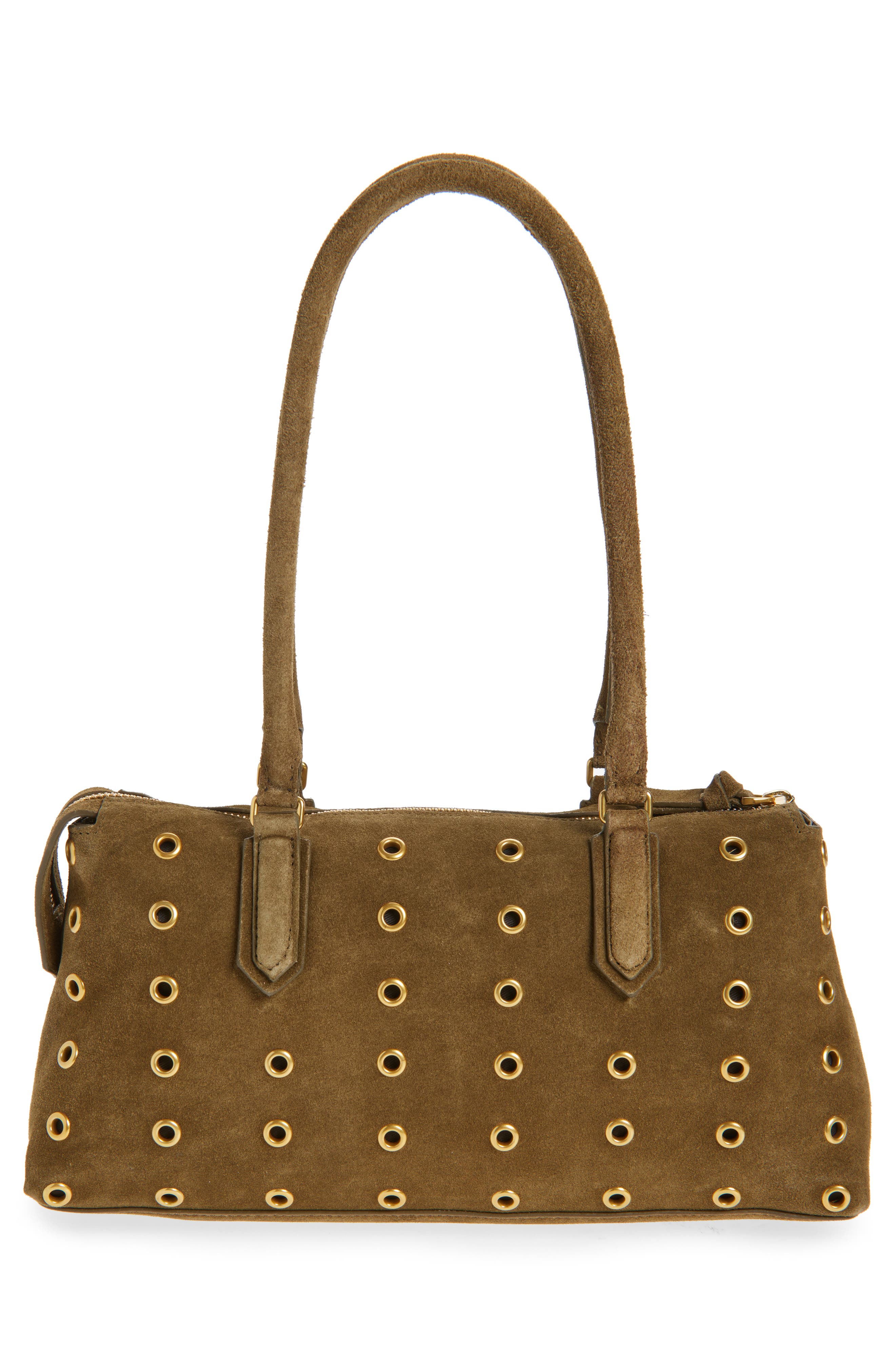 Rebecca Minkoff Industry Suede Shoulder Bag, Alternate, color, Jungle