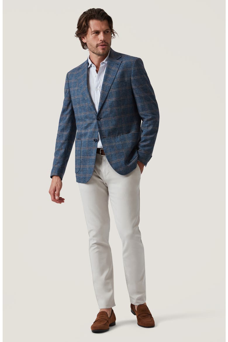 Matteo Shadow Check Stretch Cotton & Wool Blend Sport Coat, Alternate, color, BLUE