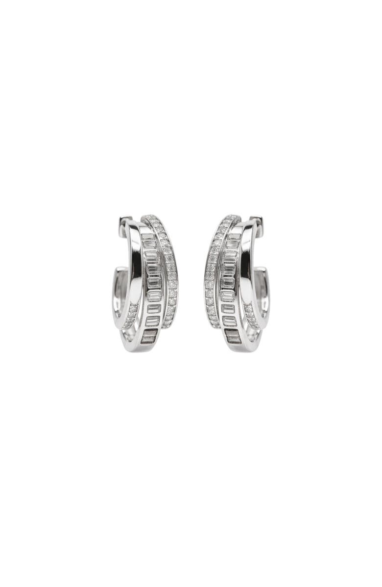 NATIVE GEM Triple Threat Huggie Hoop Earrings, Main, color, Silver