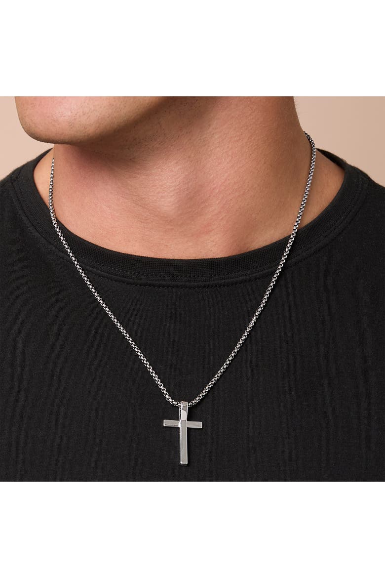 Cross Pendant Necklace - 22'', Alternate, color, silver