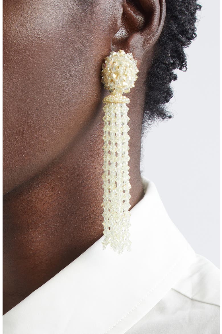 Beaded Tassel Drop Earrings, Alternate, color, PALE YELLOW