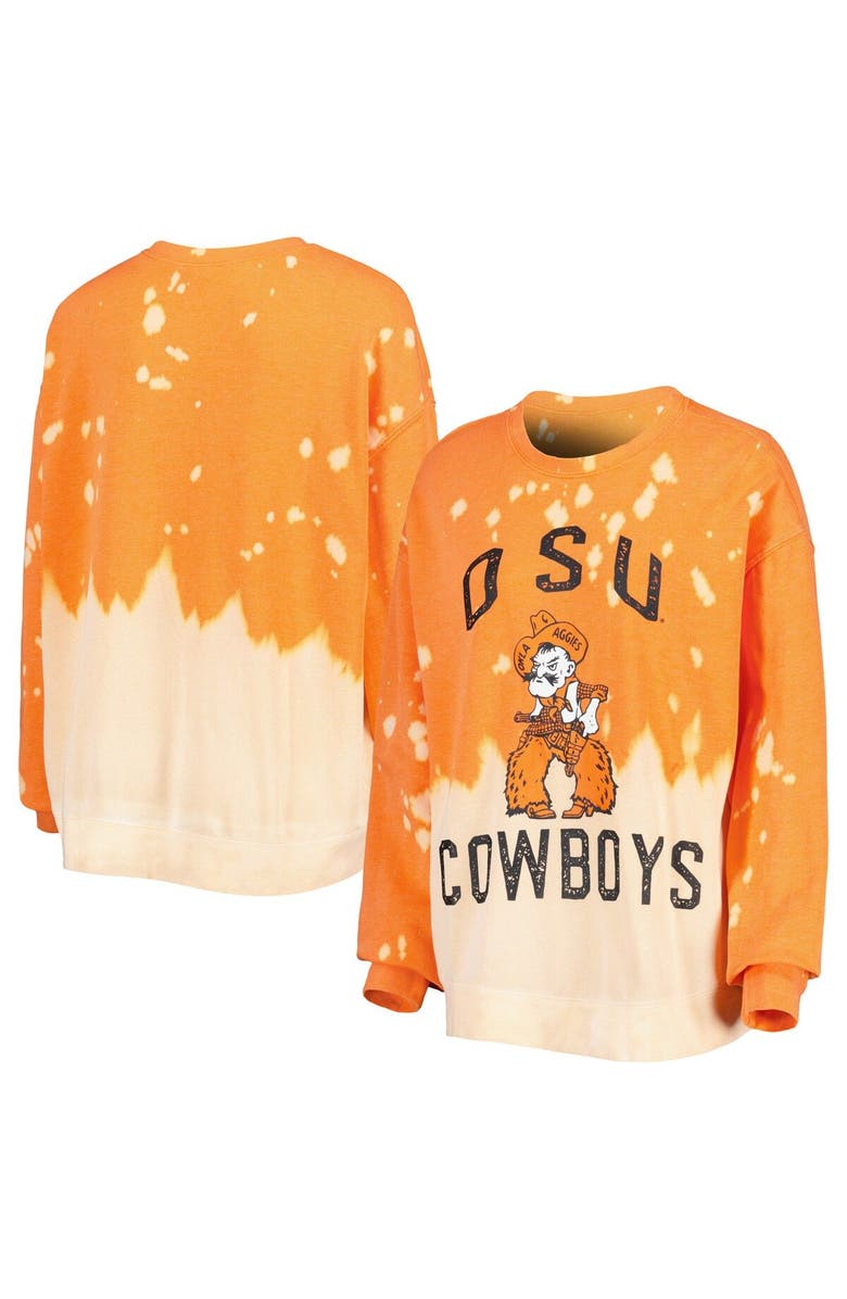GAMEDAY COUTURE Women's Gameday Couture Orange Oklahoma State Cowboys Twice As Nice Faded Dip-Dye Pullover Long Sleeve Top, Main, color, 