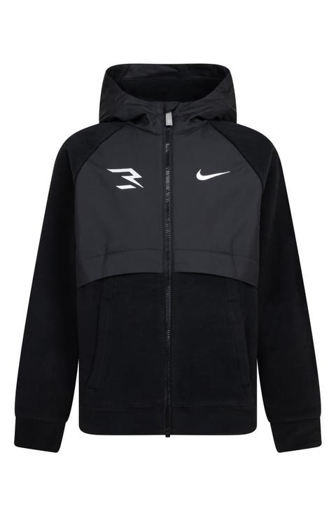 Kids' Mixed Media Fleece Zip Hoodie (Big Kid)