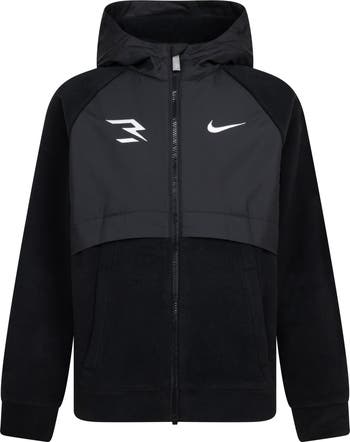 Kids' Mixed Media Fleece Zip Hoodie