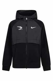 3 Brand Kids' Mixed Media Fleece Zip Hoodie