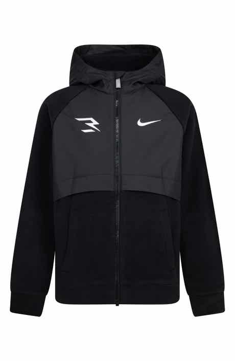 3 Brand Kids' Mixed Media Fleece Zip Hoodie