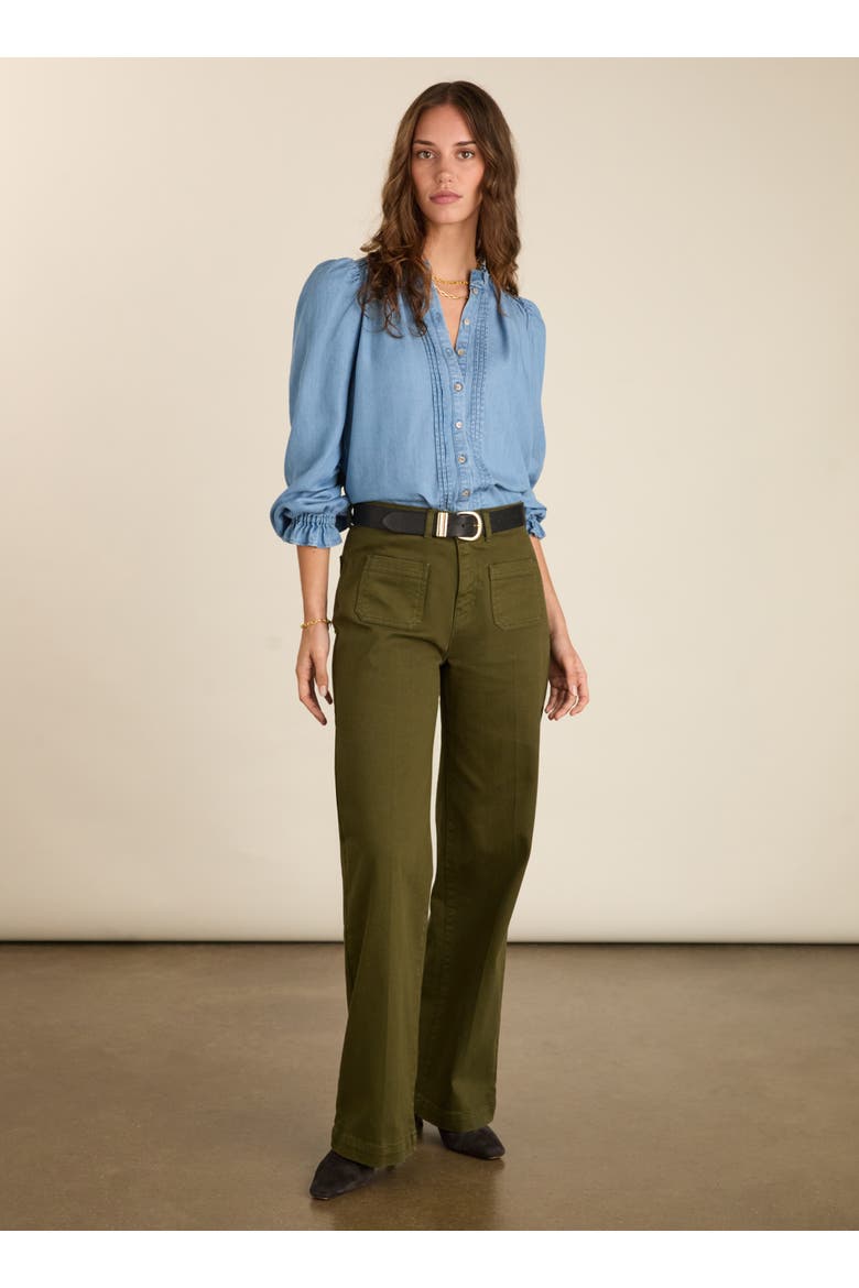 Robyn Denim Wide-Leg Stretch Jeans, Alternate, color, Dark Olive