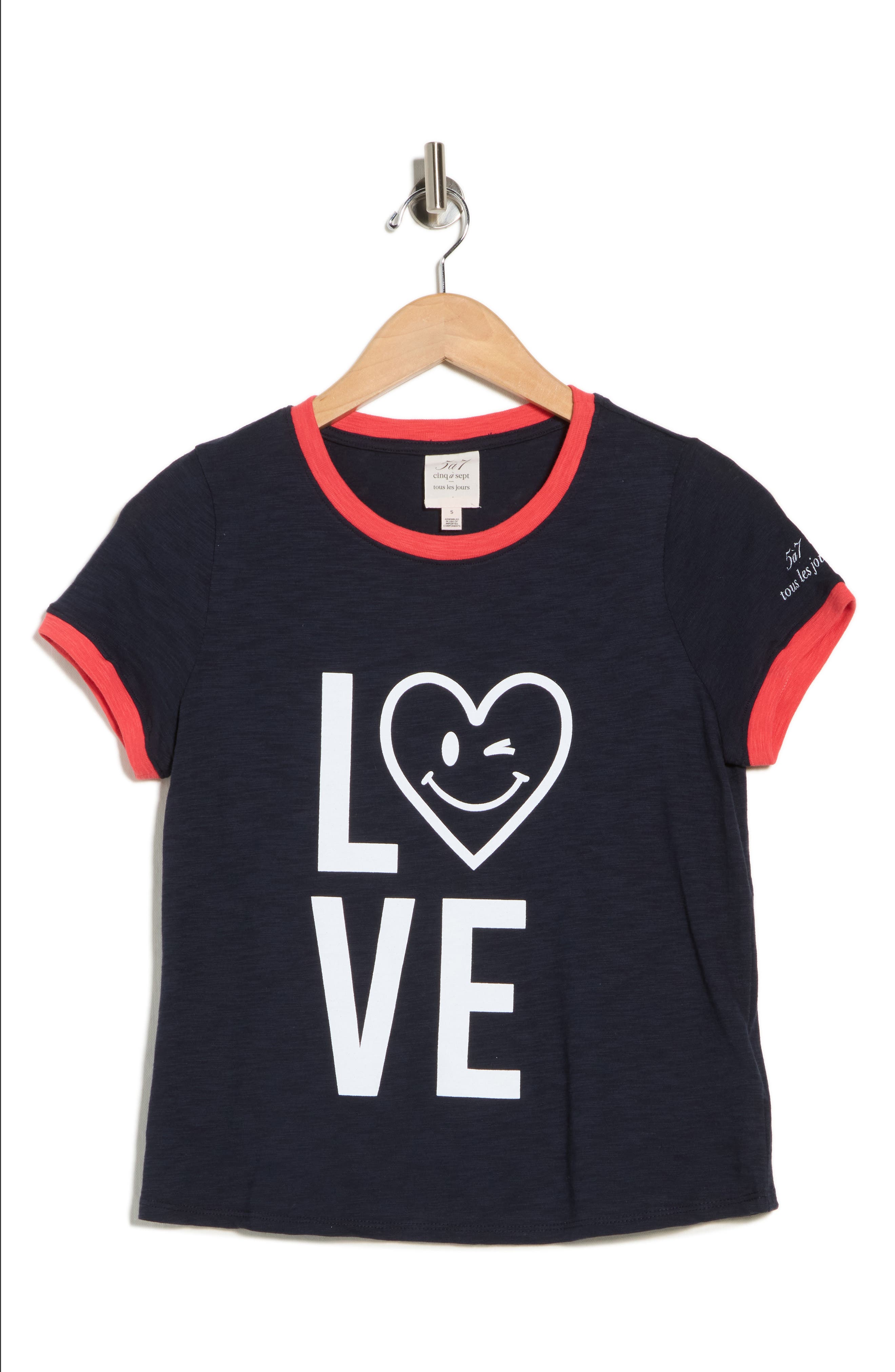 Cinq à Sept Love Smiley Heart Ringer Graphic T-Shirt