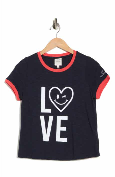 Cinq à Sept Love Smiley Heart Ringer Graphic T-Shirt