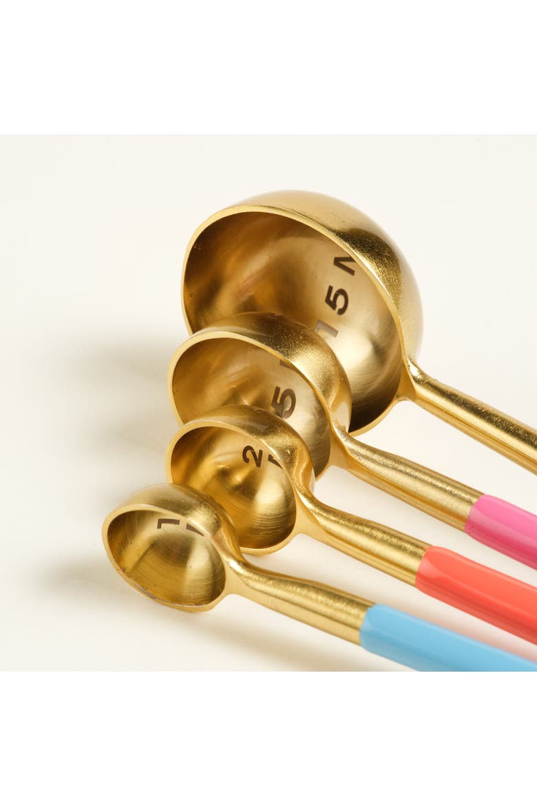 Tanda Steel Measurement Spoon Set of 4 Kitchen Essential, Alternate, color, Metallic Gold