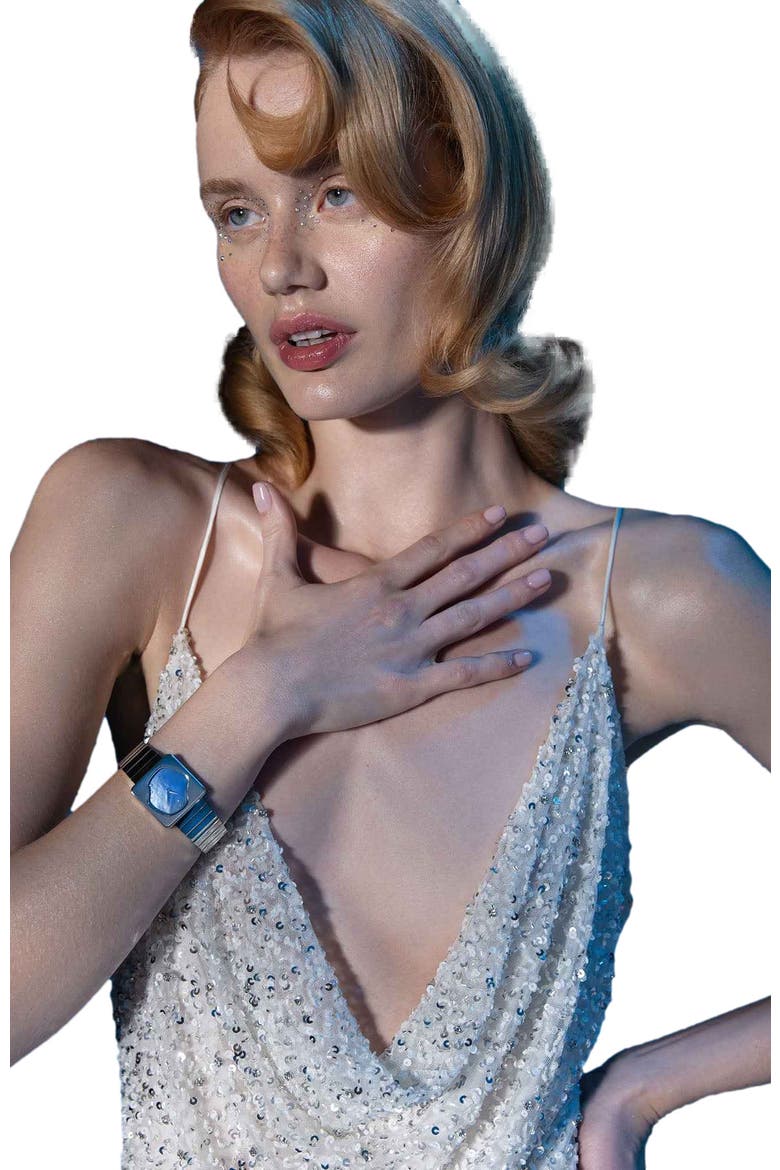 Astra Gemstone and Diamonds Watch, Alternate, color, Blue Pearl-Silver