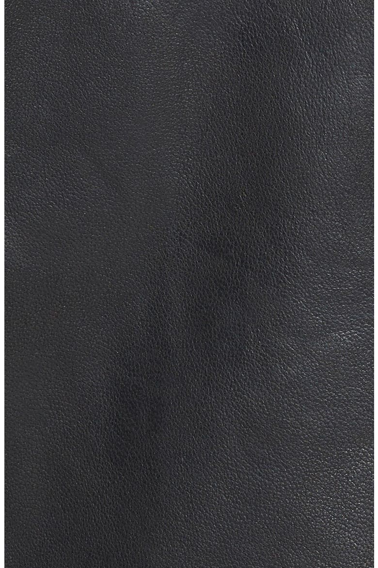 'Trudy' Collarless Lambskin Leather Biker Jacket, Alternate, color, BLACK