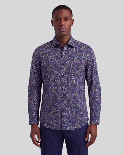 Ternberg Floral Mens Printed Cotton Long-sleeve Shirt