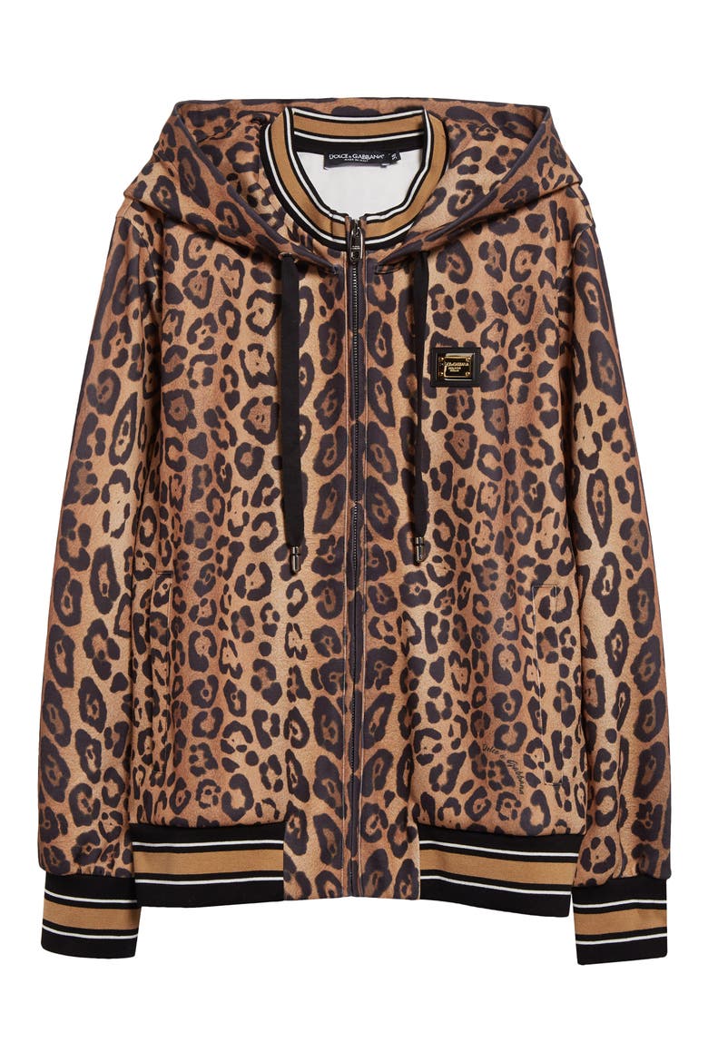 Interlock Leopard Print Zip Hoodie, Alternate, color, LEOPARD