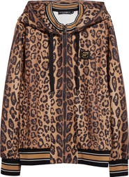 Dolce&Gabbana Interlock Leopard Print Zip Hoodie