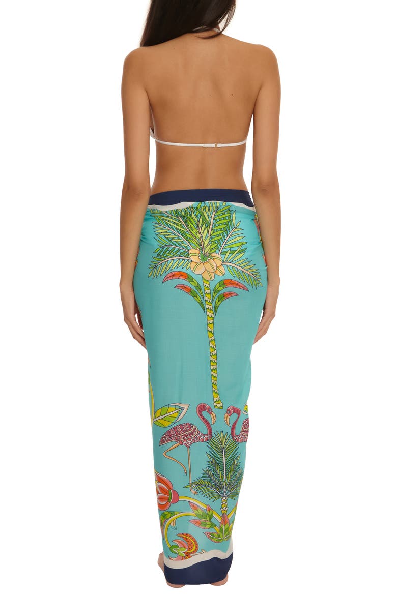 Flamingo Cover-Up Pareo, Alternate, color, TEAL MULTI
