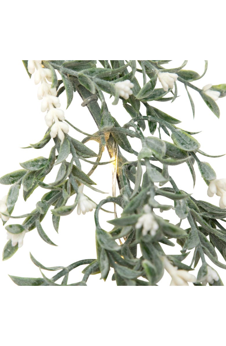 Northlight Pre-Lit Battery Operated White Lavender Spring Wreath - 16" - White LED Lights, Alternate, color, Green