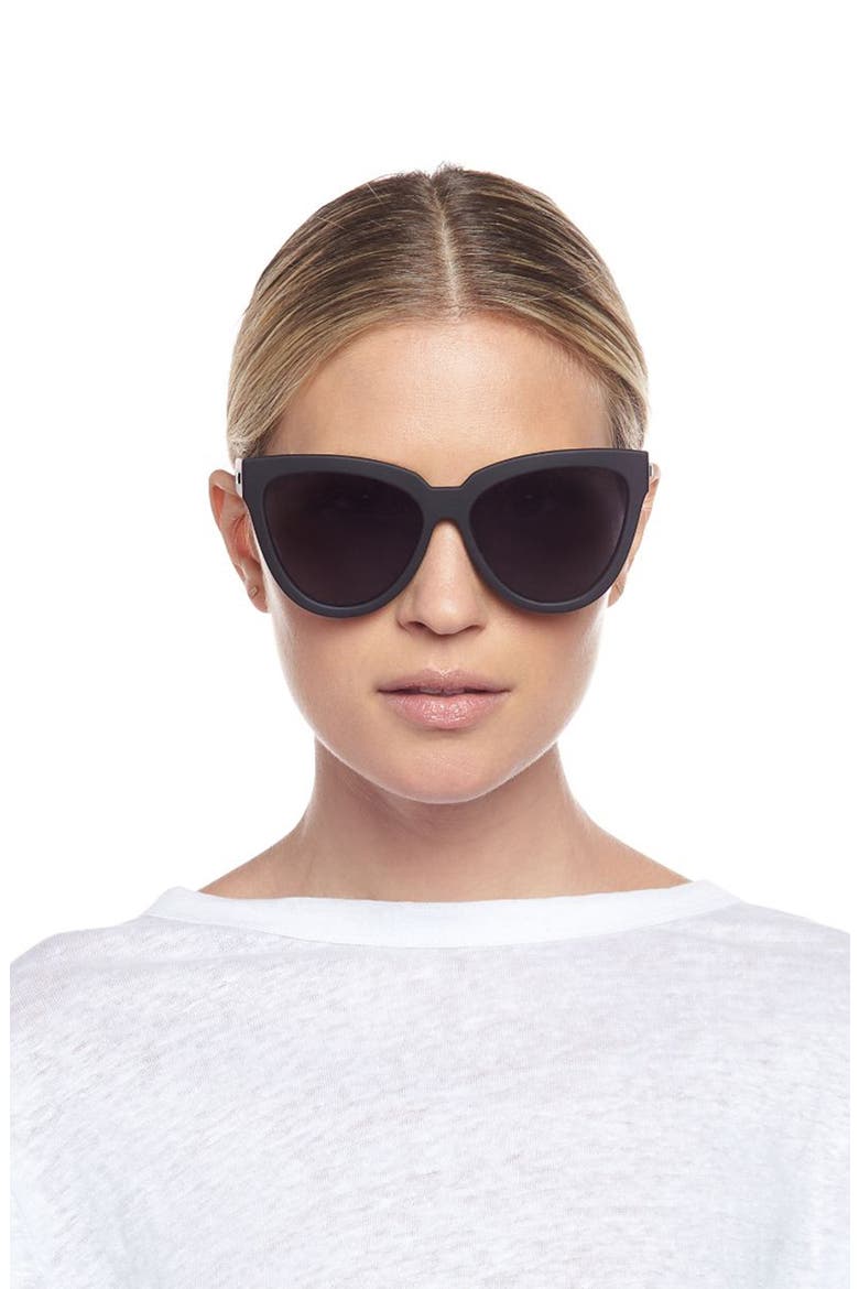Liar Liar 57mm Polarized Cat Eye Sunglasses, Alternate, color, BLACK RUBBER