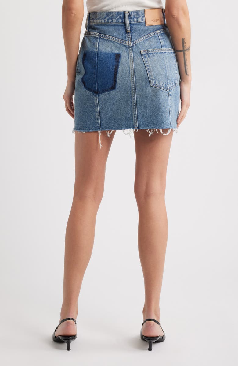 MOUSSY VINTAGE Thomoston Raw Hem Denim Miniskirt, Alternate, color, Blue