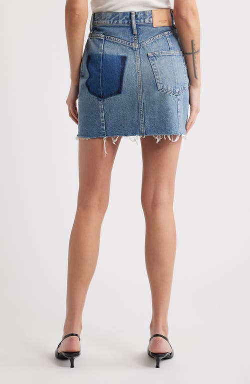 Moussy Vintage Thomoston Raw Hem Denim Miniskirt In Blue