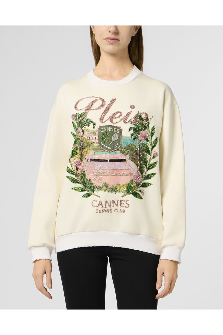 Washed Sweatshirt Cannes Tennis Club Women, Main, color, OffWhite