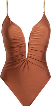 L'AGENCE Lilou Shimmer V-Wire One-Piece Swimsuit
