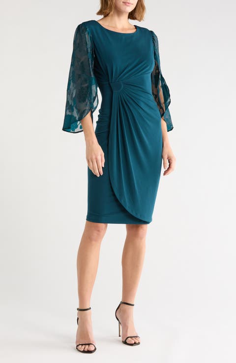Cape Sleeve Wrap Style Dress
