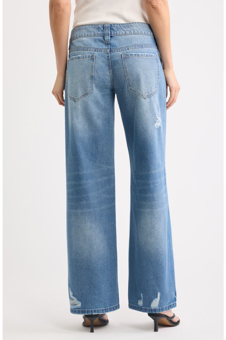 Low Rise Forward Seam Relaxed Straight Leg Ripped Jeans, Alternate, color, MEDIUM DISTRESS
