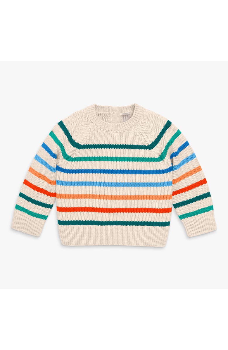 Primary Baby Crewneck Stripe Sweater, Main, color, Heather Sand Stripe