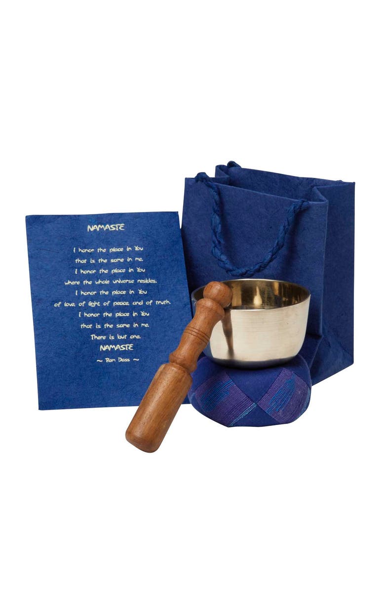 Ten Thousand Villages Namaste Singing Bowl, Main, color, Blue