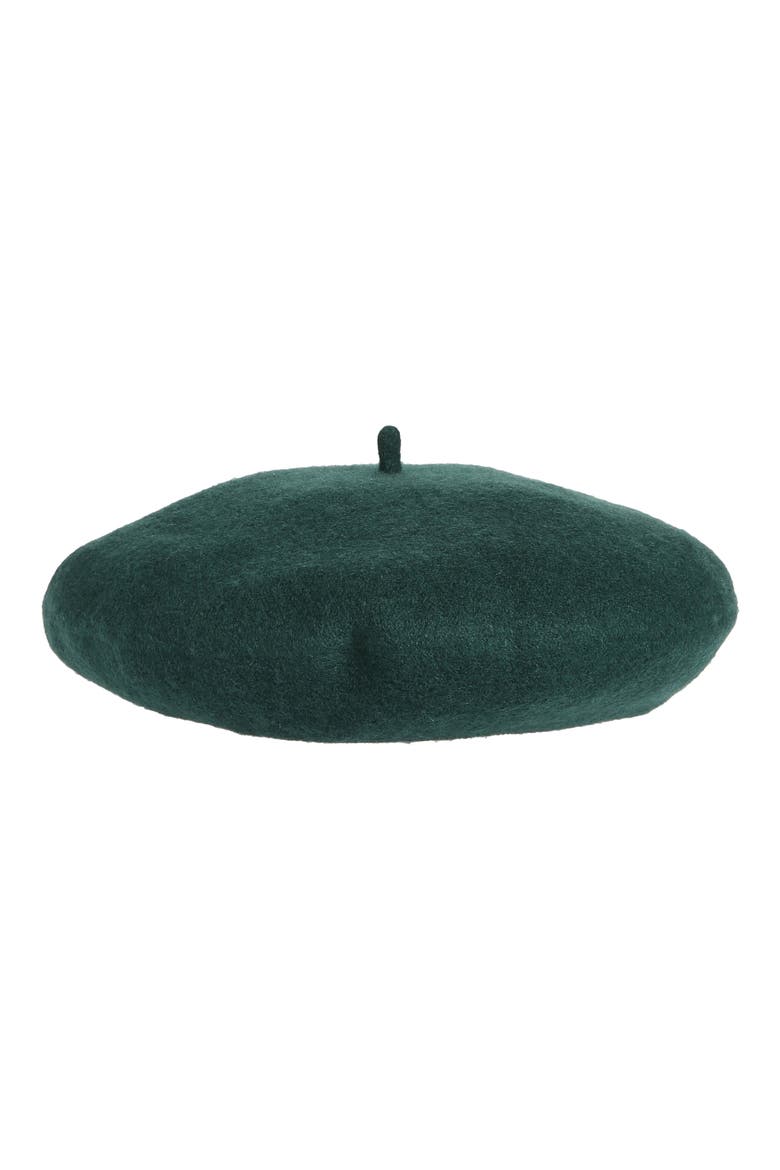 Wool Felt Beret, Main, color, EMERALD