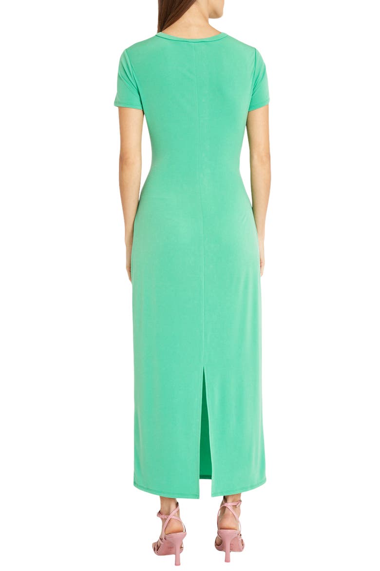 Twist Front Short Sleeve Maxi Dress, Alternate, color, MING GREEN