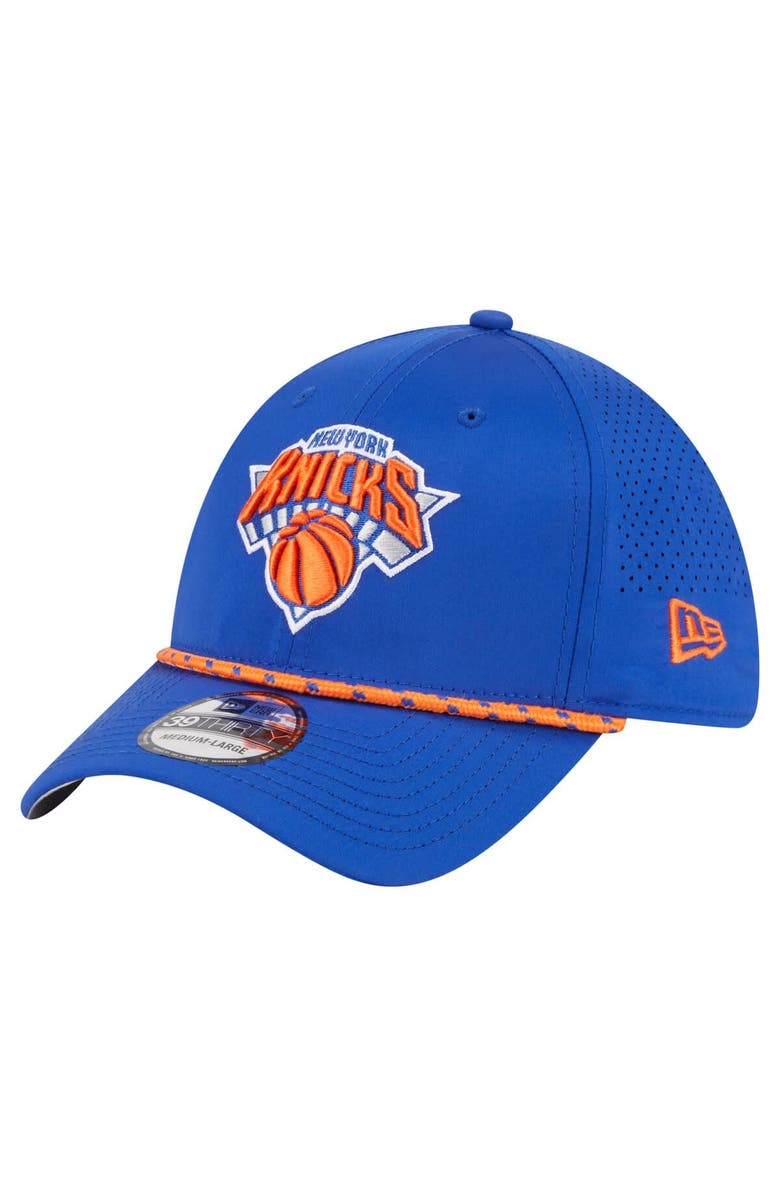 New Era Men
s New Era Blue New York Knicks Featherweight Poly Rope Flex 39Thirty Hat, Main, color, Blue