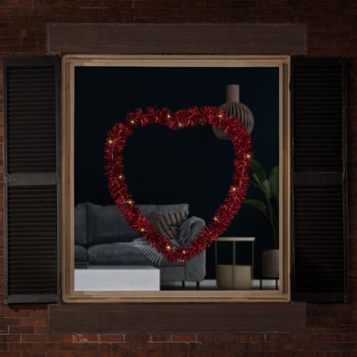 Northlight Led Lighted Tinsel Heart Valentine's Day Window Silhouette In Red