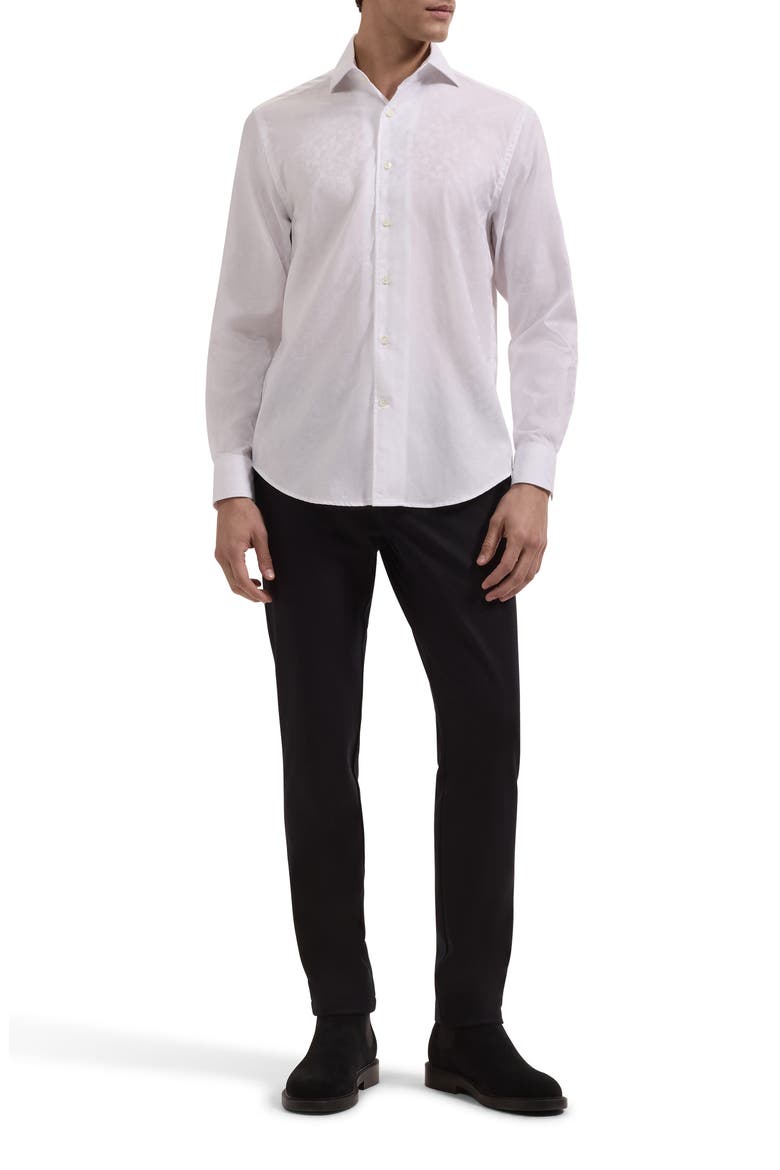 Alvin Shaped Fit Jacquard Button-Up Shirt, Alternate, color, WHITE