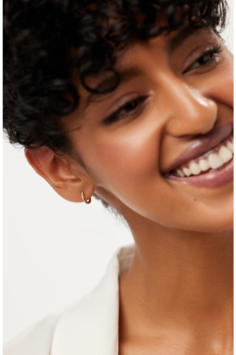 Diamond Huggie Earrings - Gold Diamond Huggie Hoops, Alternate, color, Gold