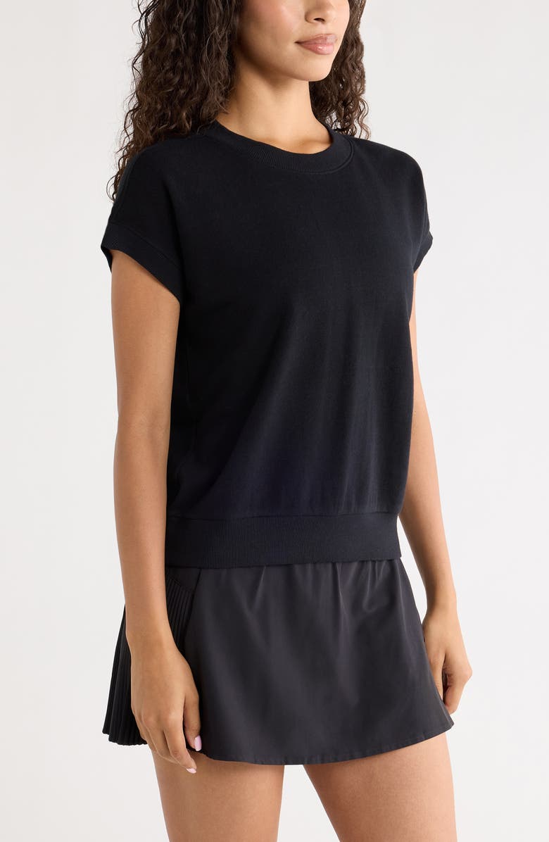 Zella Go Easy Terry Cotton Blend Sweatshirt, Alternate, color, Black