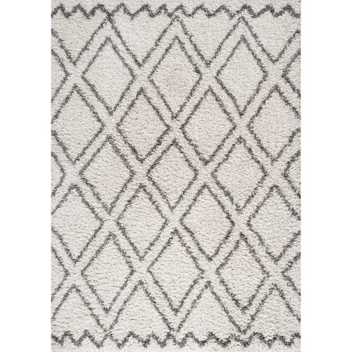 Jonathan Y Soller Diamond Trellis Shag Area Rug In Beige/dark Gray