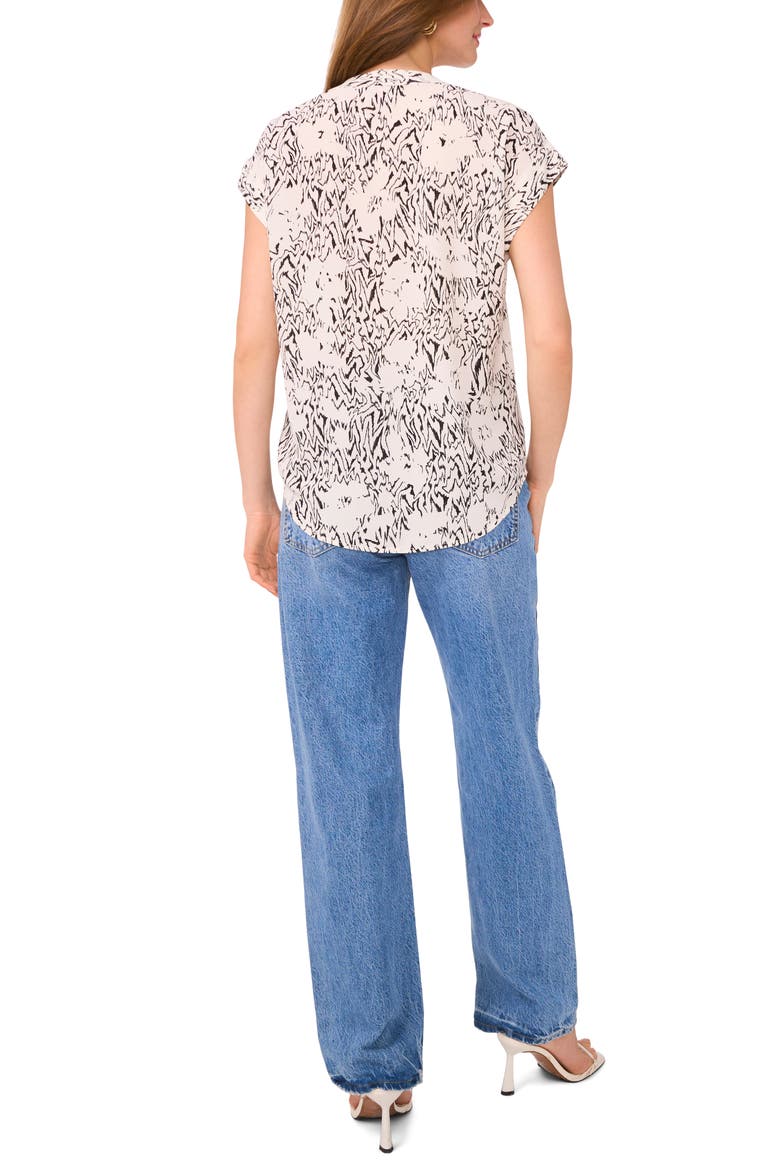 Abstract Print Short Sleeve Top, Alternate, color, NEW IVORY