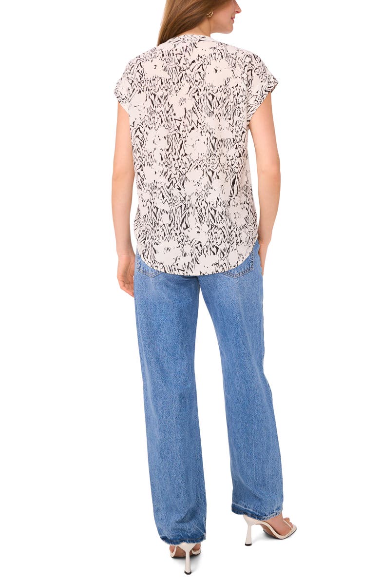 Vince Camuto Abstract Print Short Sleeve Top, Alternate, color, New Ivory