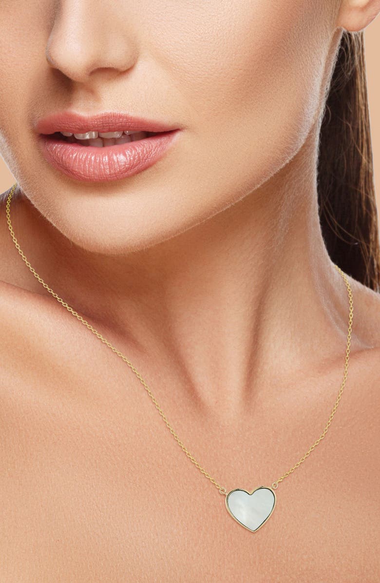 Ember Fine Jewelry 14k Gold Mother-of-Pearl Heart Pendant Necklace, Alternate, color, Gold